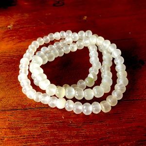 “Quartz” Glass Bead Necklace or Wrap Bracelet 30”